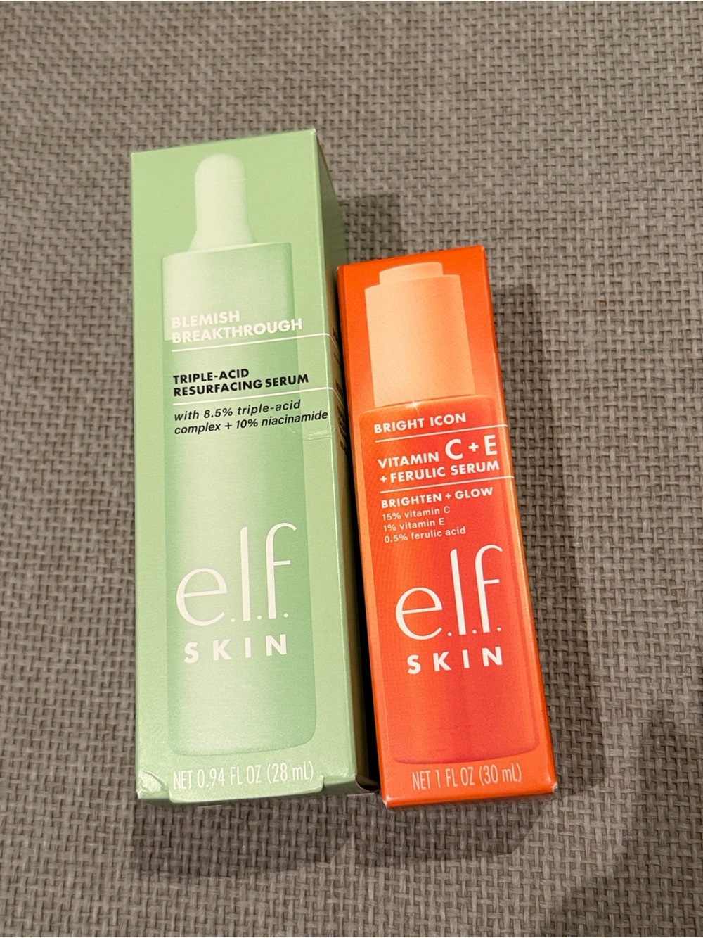 e.l.f. Skincare bundle vitamin C E triple acid and triple acid resurfacing serum